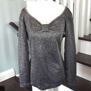 ^ Mexx pewter shimmer top with gathered neckline